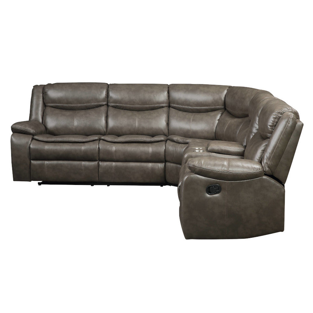 ACME 52540 Tavin Sectional Motion Sofa, Taupe Leather-Aire Match  2