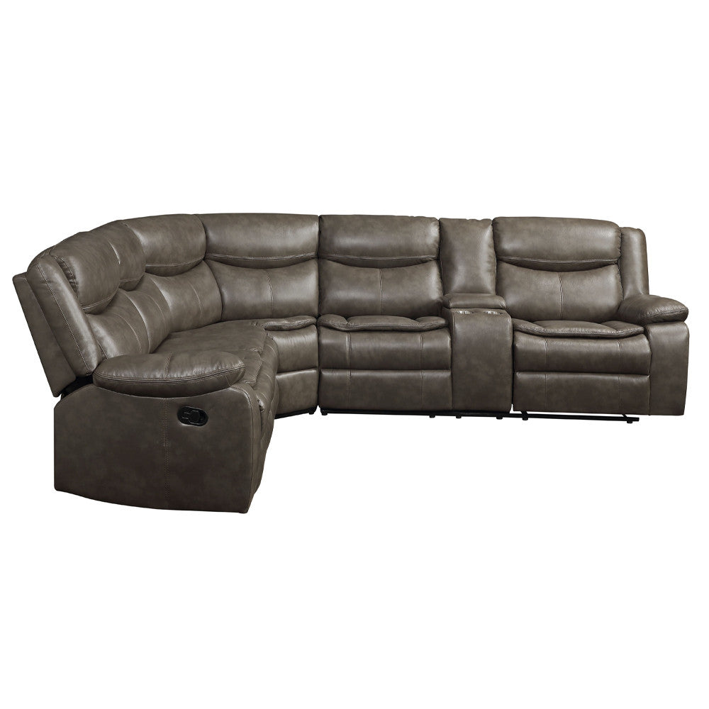 ACME 52540 Tavin Sectional Motion Sofa, Taupe Leather-Aire Match  3