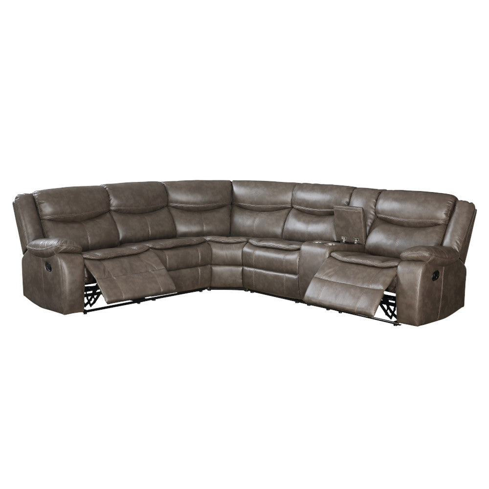 ACME 52540 Tavin Sectional Motion Sofa, Taupe Leather-Aire Match  4