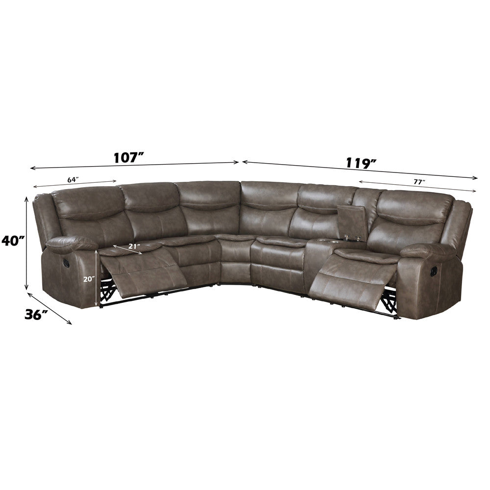 ACME 52540 Tavin Sectional Motion Sofa, Taupe Leather-Aire Match  7