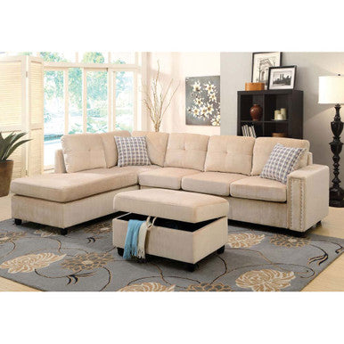 ACME 52708 Belville Ottoman with Storage, Beige Velvet
