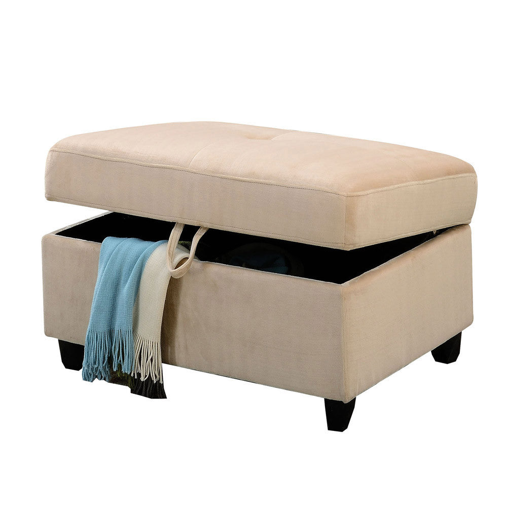 ACME 52708 Belville Ottoman with Storage, Beige Velvet