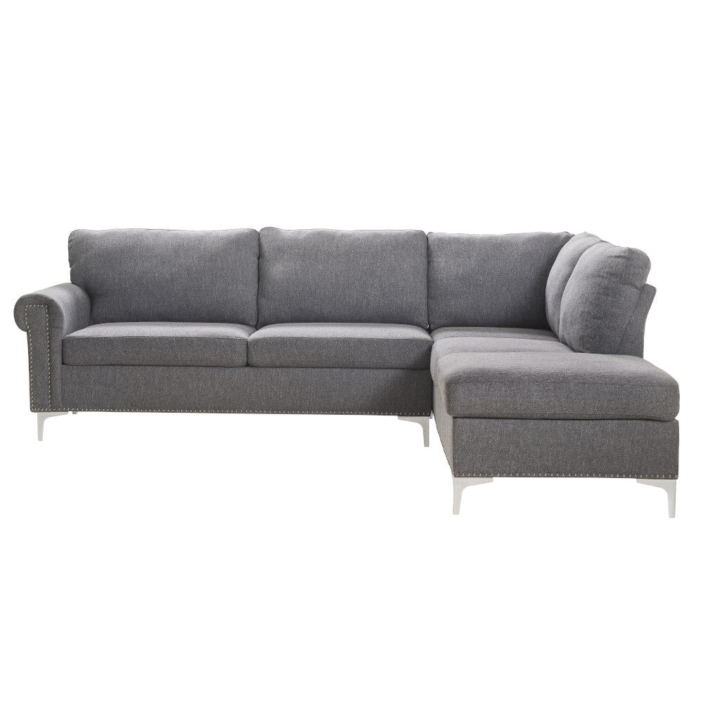 ACME 52755 Melvyn Sectional Sofa, Gray Fabric