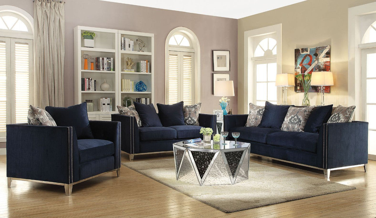 ACME 52830 Phaedra Sofa with 5 Pillows, Blue Fabric