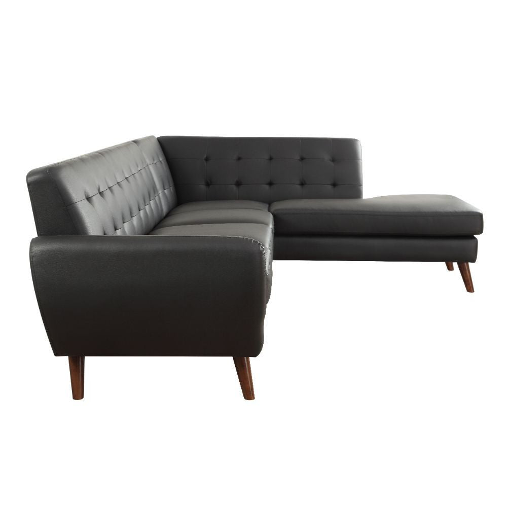 ACME 53040 Essick II Sectional Sofa, Black PU (1Set/2Ctn)