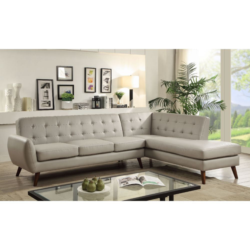 ACME 53045 Essick II Sectional Sofa, Gray PU (1Set/2Ctn)