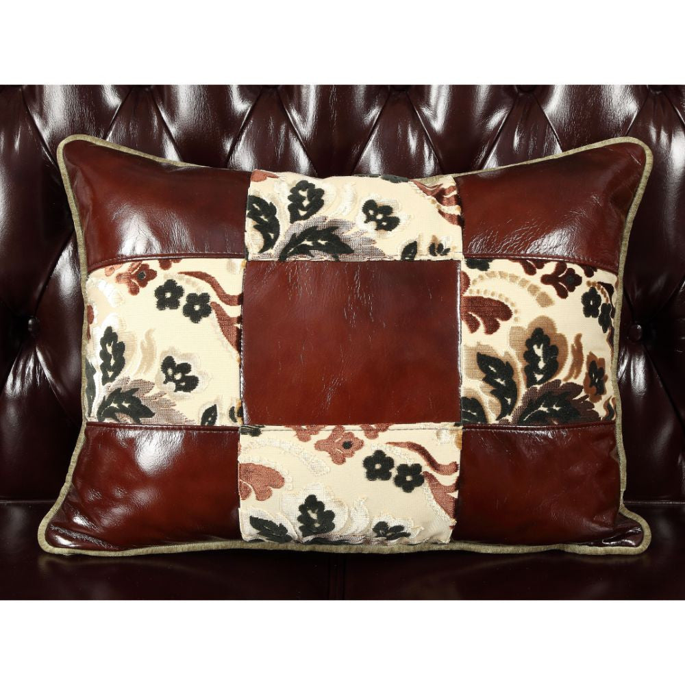 ACME 53070 Forsythia Sofa with 3 Pillows, Espresso Top Grain Leather Match & Walnut (1Set/2Ctn)