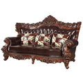 ACME 53070 Forsythia Sofa with 3 Pillows, Espresso Top Grain Leather Match & Walnut (1Set/2Ctn)