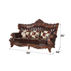 ACME 53070 Forsythia Sofa with 3 Pillows, Espresso Top Grain Leather Match & Walnut (1Set/2Ctn)