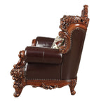 ACME 53071 Forsythia Loveseat with 2 Pillows, Espresso Top Grain Leather Match & Walnut (1Set/2Ctn)