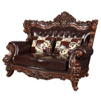 ACME 53071 Forsythia Loveseat with 2 Pillows, Espresso Top Grain Leather Match & Walnut (1Set/2Ctn)