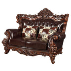 ACME 53071 Forsythia Loveseat with 2 Pillows, Espresso Top Grain Leather Match & Walnut (1Set/2Ctn)