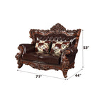 ACME 53071 Forsythia Loveseat with 2 Pillows, Espresso Top Grain Leather Match & Walnut (1Set/2Ctn)