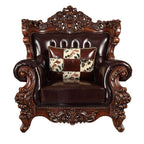 ACME 53072 Forsythia Chair with 1 Pillow, Espresso Top Grain Leather Match & Walnut (1Set/2Ctn)