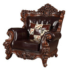 ACME 53072 Forsythia Chair with 1 Pillow, Espresso Top Grain Leather Match & Walnut (1Set/2Ctn)