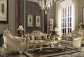 ACME 53120 Vendome II Sofa with 5 Pillows, Bone PU & Gold Patina