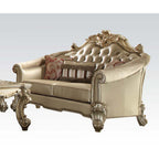 ACME 53121 Vendome II Loveseat with 3 Pillows, Bone PU & Gold Patina