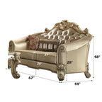 ACME 53121 Vendome II Loveseat with 3 Pillows, Bone PU & Gold Patina  1