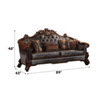 ACME 53130 Vendome II Sofa with 5 Pillows, 2-Tone Dark Brown PU & Cherry  1