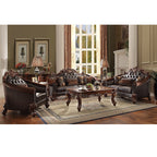 ACME 53130 Vendome II Sofa with 5 Pillows, 2-Tone Dark Brown PU & Cherry  2