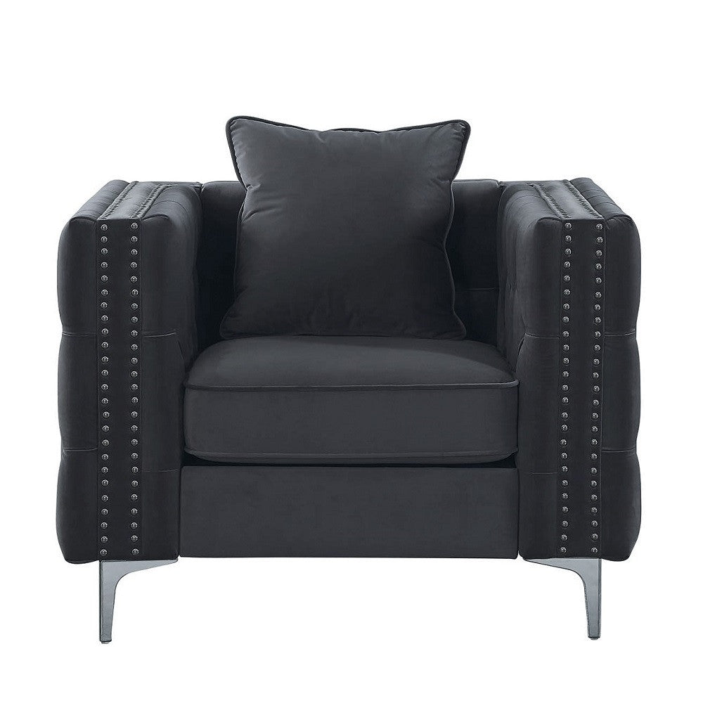 ACME 53389 Gillian II Chair with 1 Pillow, Dark Gray Velvet (1Set/2Ctn)