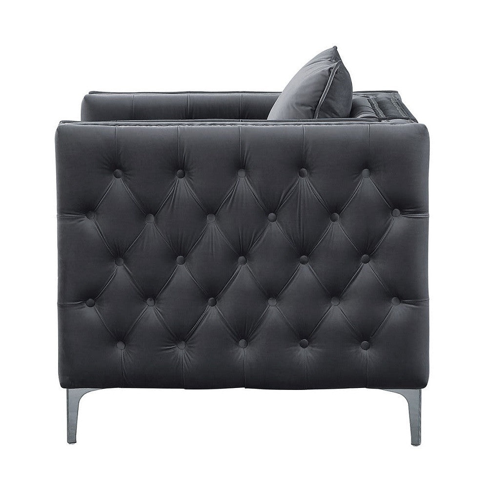 ACME 53389 Gillian II Chair with 1 Pillow, Dark Gray Velvet (1Set/2Ctn)