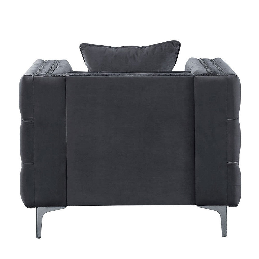ACME 53389 Gillian II Chair with 1 Pillow, Dark Gray Velvet (1Set/2Ctn)