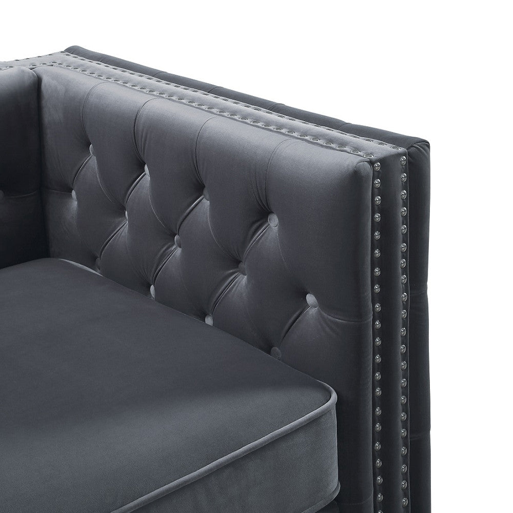 ACME 53389 Gillian II Chair with 1 Pillow, Dark Gray Velvet (1Set/2Ctn)