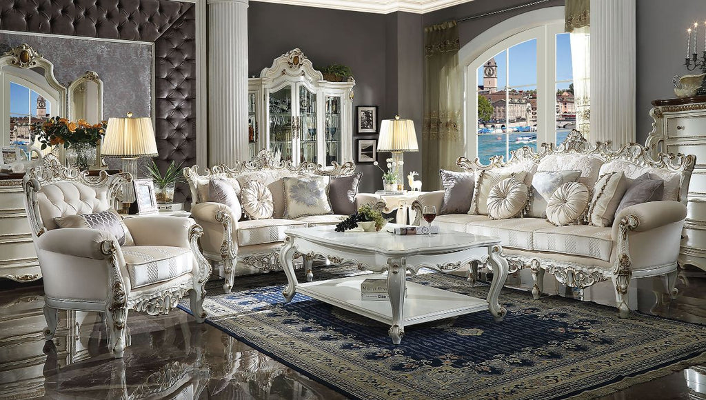 ACME 53460 Picardy II Sofa with 7 Pillows, Fabric & Antique Pearl
