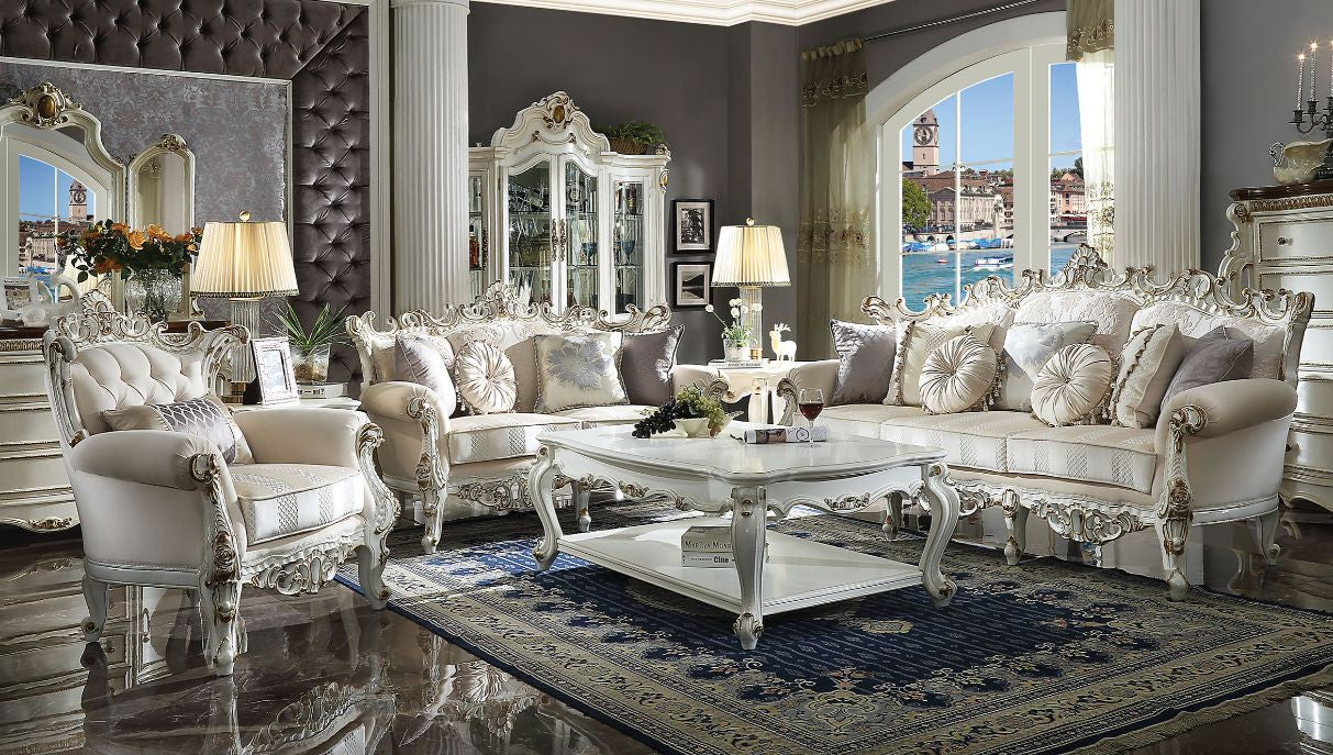 ACME 53460 Picardy II Sofa with 7 Pillows, Fabric & Antique Pearl