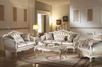 ACME 53540 Chantelle Sofa with 3 Pillows, Rose Gold PU/Fabric & Pearl White