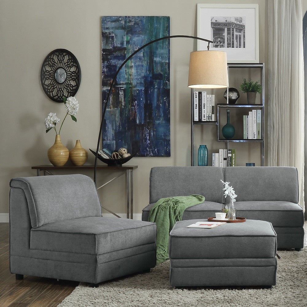 ACME 53780 Bois Modular - Armless Chair, Gray Velvet