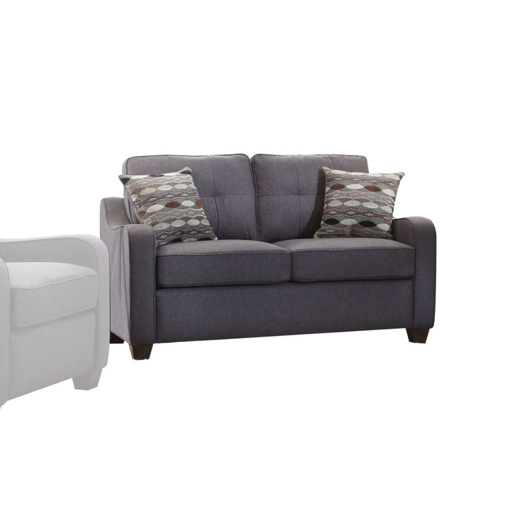 ACME 53791 Cleavon II Loveseat with 2 Pillows, Gray Linen