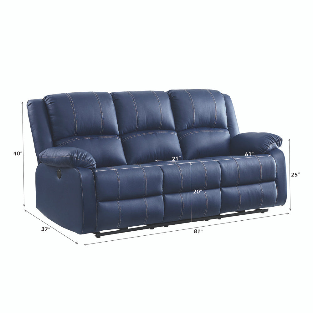 ACME 54615 Zuriel Power Motion Sofa, Blue PU  7