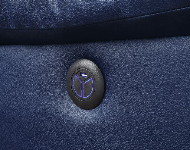 ACME 54615 Zuriel Power Motion Sofa, Blue PU  3