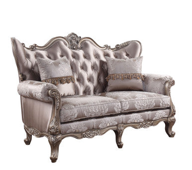 ACME 54866 Jayceon Loveseat with 2 Pillows, Fabric & Champagne