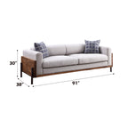 ACME 54890 Pelton Sofa with Pillows, Fabric & Walnut