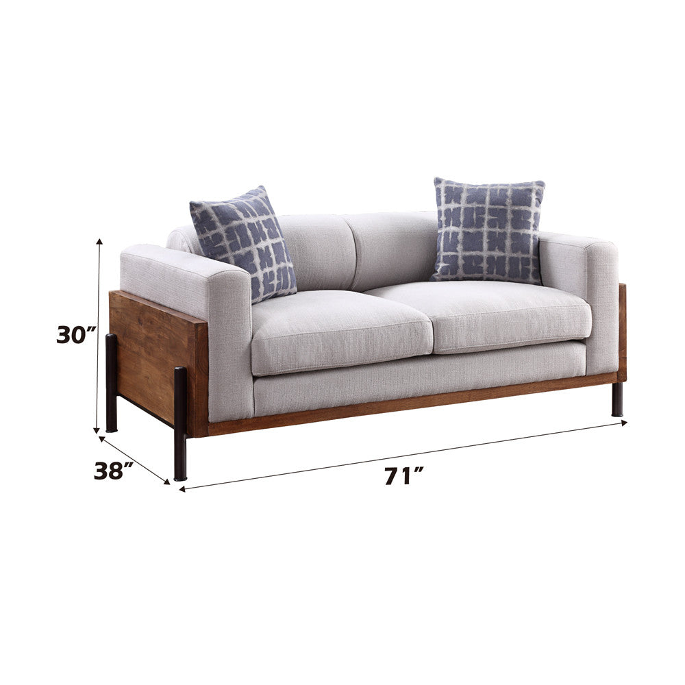 ACME 54891 Pelton Loveseat with Pillows, Fabric & Walnut