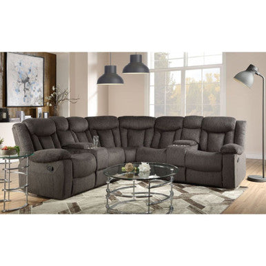 ACME 54965 Rylan Reclining Sectional Sofa, Dark Brown Fabric