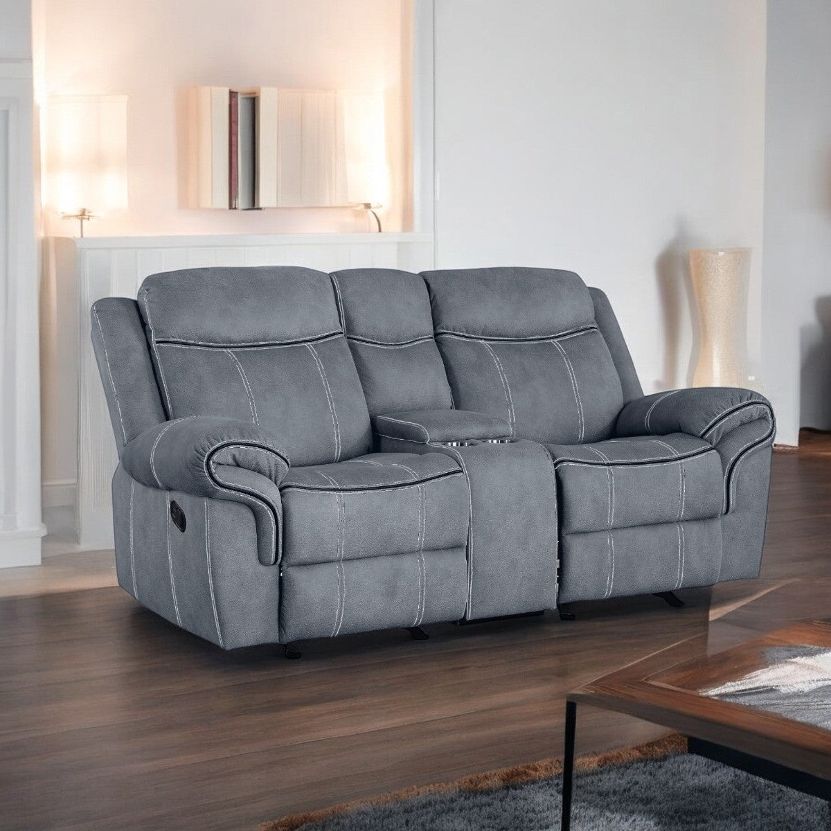 ACME 55026 Zubaida Loveseat, 2-Tone Gray Velvet  8