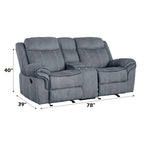 ACME 55026 Zubaida Loveseat, 2-Tone Gray Velvet  6