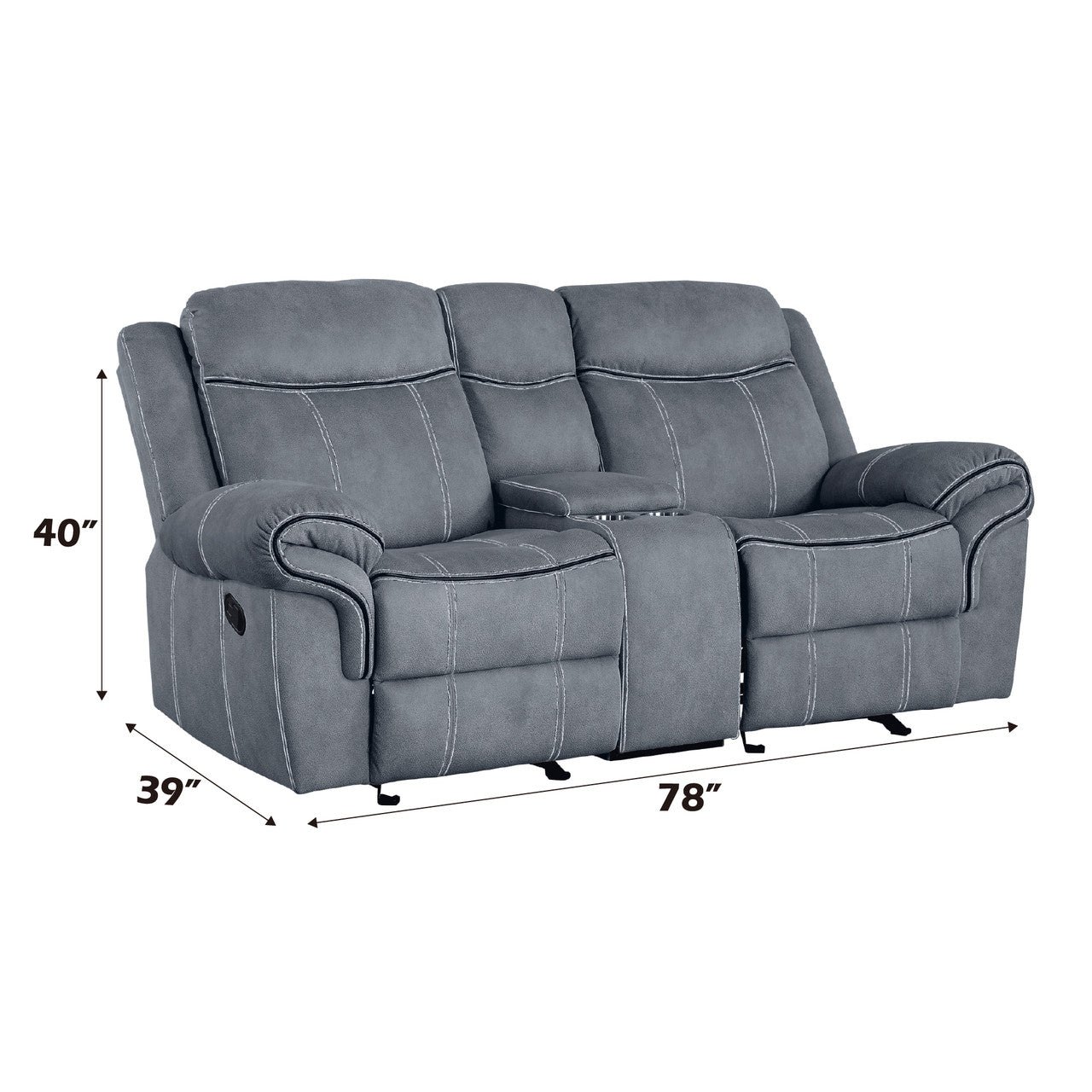 ACME 55026 Zubaida Loveseat, 2-Tone Gray Velvet  6