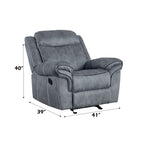 ACME 55027 Zubaida Recliner, 2-Tone Gray Velvet  7