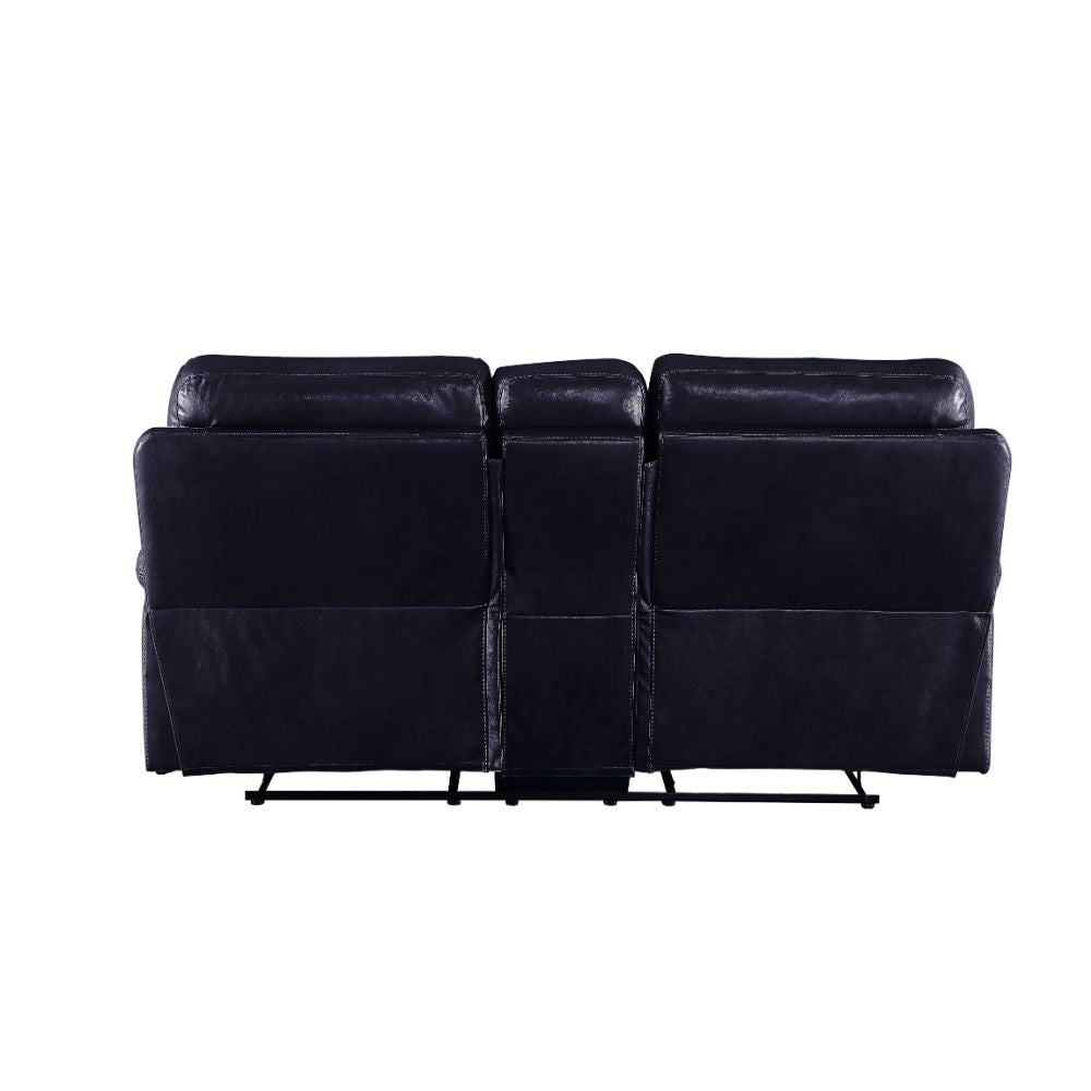 ACME 55371 Aashi Loveseat with Console (Motion), Navy Leather-Gel Match