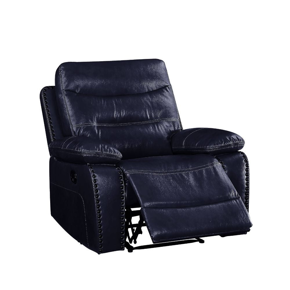 ACME 55372 Aashi Recliner, Navy Leather-Gel Match