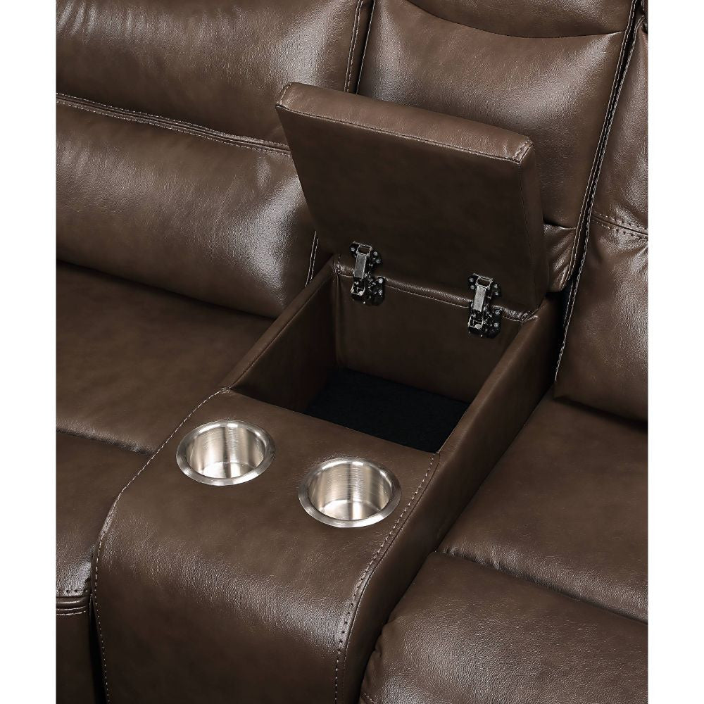ACME 55420 Aashi Motion Sofa, Brown Leather-Gel Match