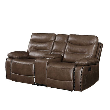 ACME 55421 Aashi Loveseat with Console (Motion), Brown Leather-Gel Match