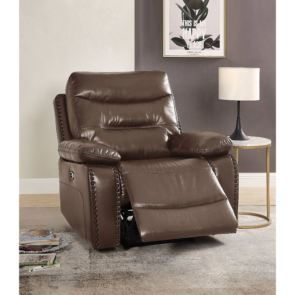 ACME 55423 Aashi Recliner (Power Motion), Brown Leather-Gel Match