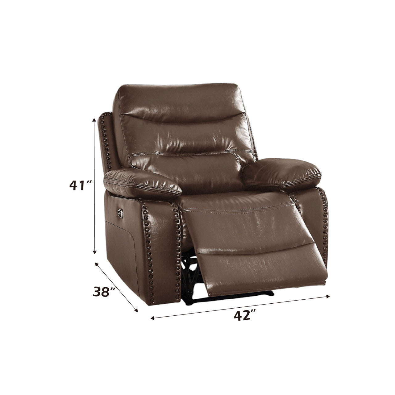 ACME 55423 Aashi Recliner (Power Motion), Brown Leather-Gel Match