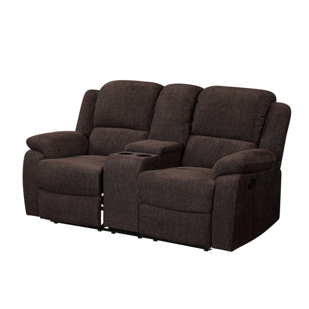 ACME 55446 Madden Loveseat with Console (Motion), Brown Chenille